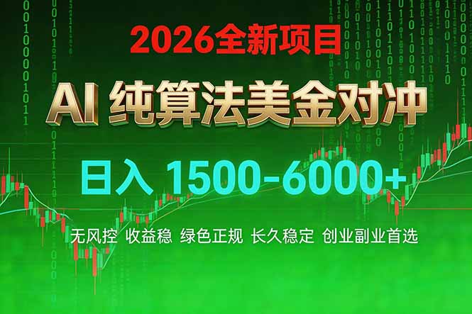 2026 全新美金对冲项目，不套平台赠金，不封号，纯算法对冲，日入 1500-6000+-轻创联盟