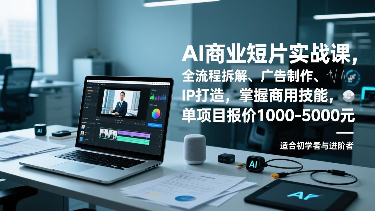 AI商业短片实战课，全流程拆解、广告制作、IP打造，掌握商用技能，单项目报价1000-5000元-轻创联盟