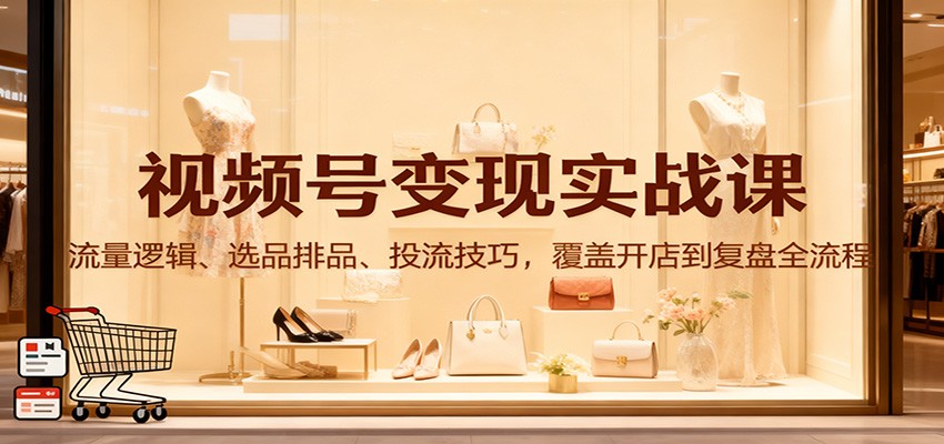 视频号变现实战课：流量逻辑、选品排品、投流技巧，覆盖开店到复盘全流程-轻创联盟