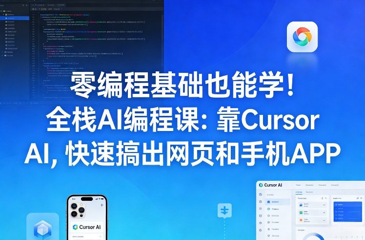 零编程基础也能学！全栈AI编程课：靠Cursor AI，快速搞出网页和手机APP-轻创联盟