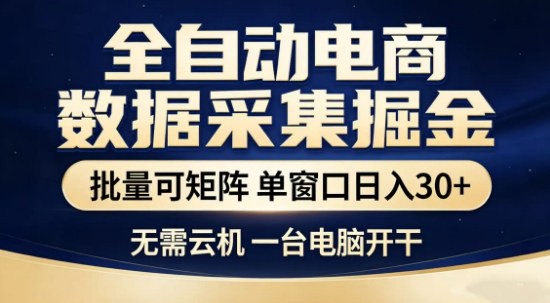 独家电商数据全自动采集项目，批量可矩阵，单窗口轻松日入3张+【揭秘】-轻创联盟