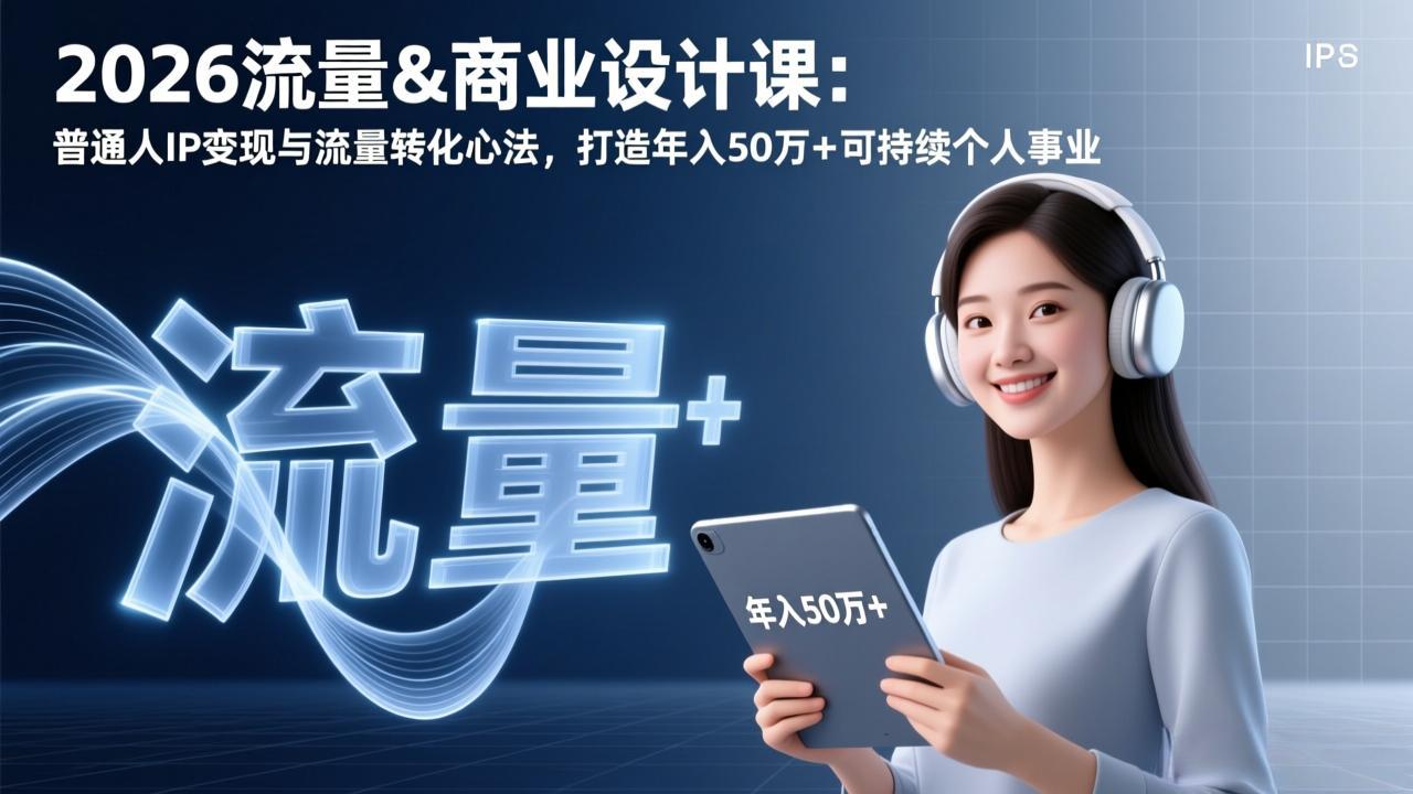 2026流量&商业设计课：普通人IP变现与流量转化心法，打造年入50万+可持续个人事业-轻创联盟