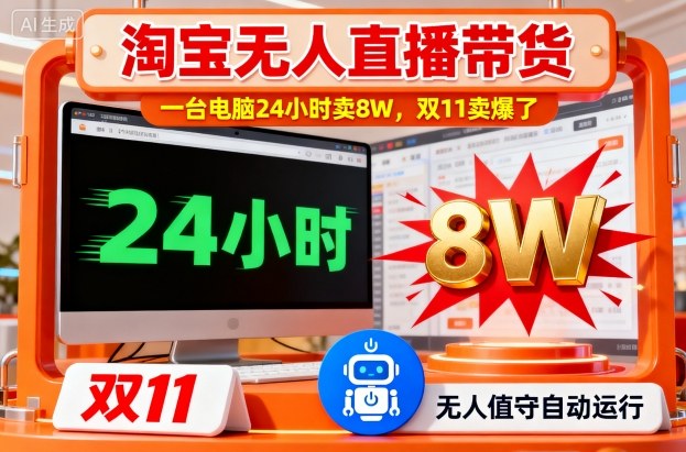 淘宝无人直播带货，一台电脑214小时卖8W，双11卖爆了【揭秘】-轻创联盟