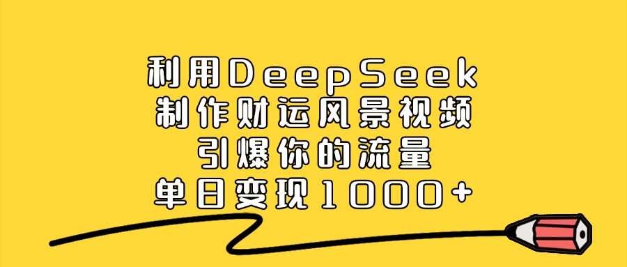 利用DeepSeek制作，财运风景视频，引爆你的流量，单日变现1000+-轻创联盟