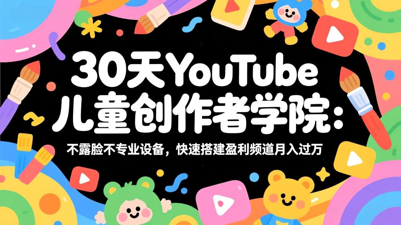 30天YouTube儿童创作者学院：不露脸不专业设备，快速搭建盈利频道月入过万-轻创联盟