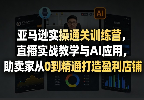 亚马逊实操通关训练营，直播实战教学与AI应用，助卖家从0到精通打造盈利店铺(更新3月)-轻创联盟