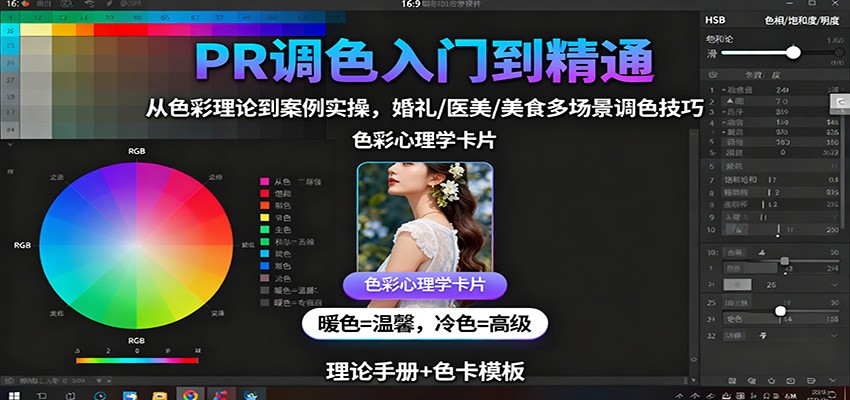 PR调色入门到精通：从色彩理论到案例实操，婚礼/医美/美食多场景调色技巧-轻创联盟
