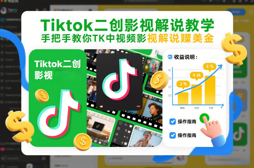 Tiktok二创影视解说教学，手把手教你TK中视频影视解说賺美金(更新26年1月)-轻创联盟