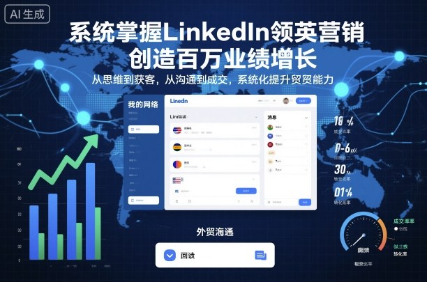 系统掌握LinkedIn领英营销，创造百万业绩增长，从思维到获客，从沟通到成交，系统化提升外贸能力-轻创联盟
