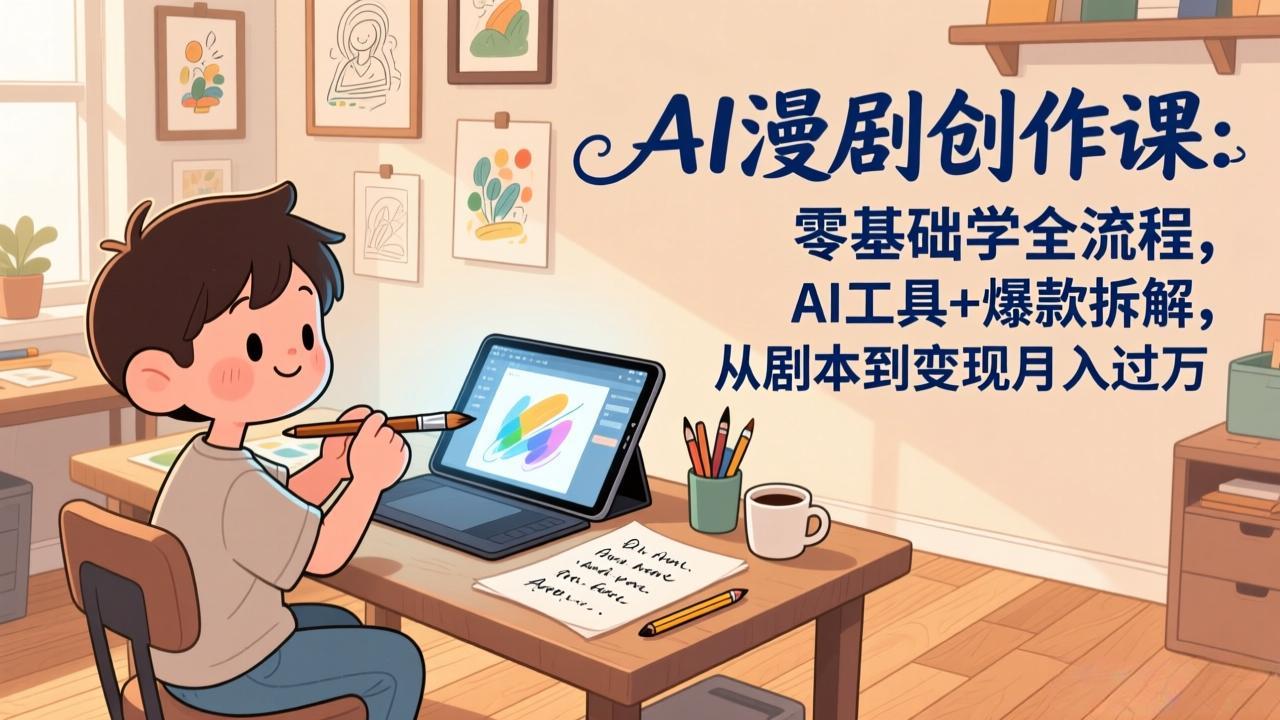 AI漫剧创作课：零基础学全流程，AI工具+爆款拆解，从剧本到变现月入过万-轻创联盟