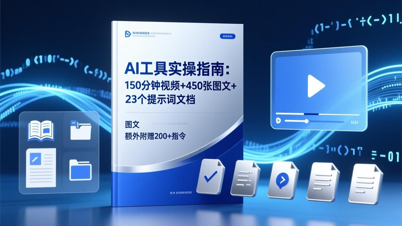 AI工具实操指南：150分钟视频+450张图文+23个提示词文档，额外附赠200+指令-轻创联盟