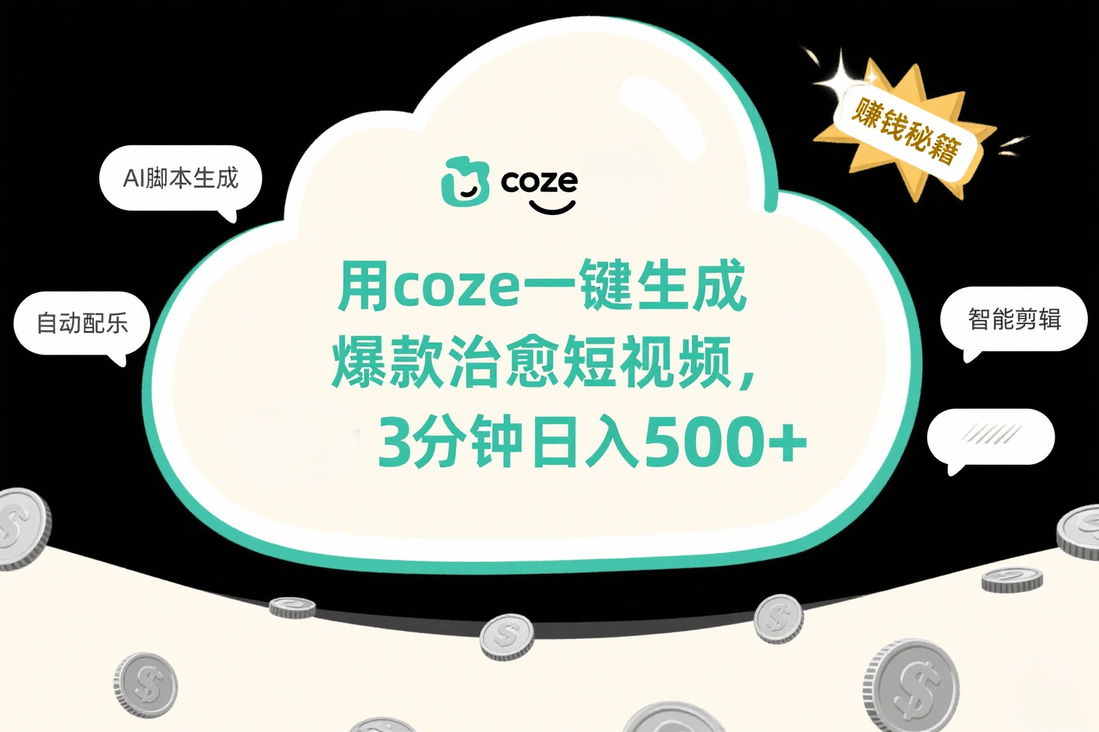 用coze一键生成爆款治愈短视频，3分钟日入500+-轻创联盟