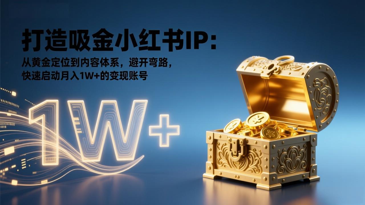 打造吸金小红书IP：从黄金定位到内容体系，避开弯路，快速启动月入1W+的变现账号-轻创联盟