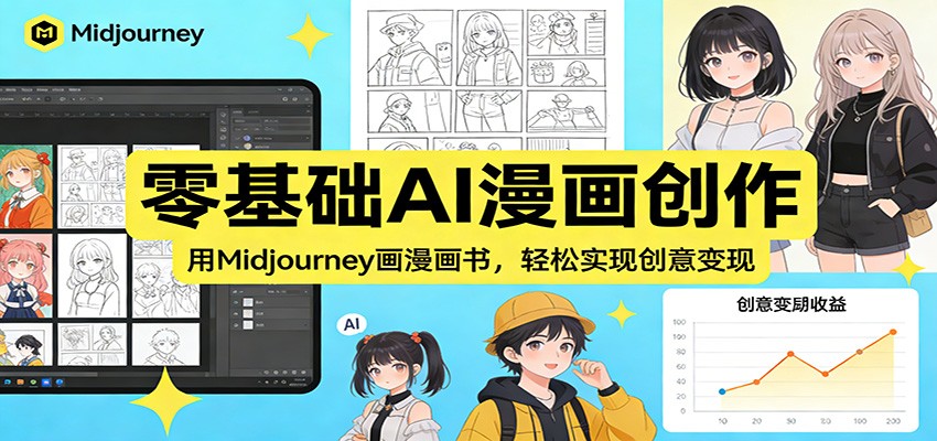 图片[1]-零基础AI漫画创作：用Midjourney画漫画书，轻松实现创意变现-轻创联盟