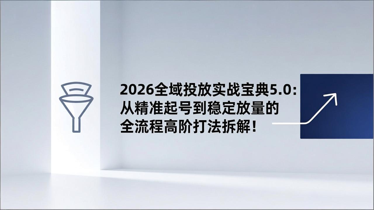 2026全域投放实战宝典5.0：从精准起号到稳定放量的全流程高阶打法拆解！-轻创联盟