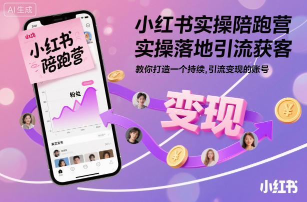 小红书实操陪跑营，实操落地引流获客，教你打造一个持续引流变现的账号-轻创联盟