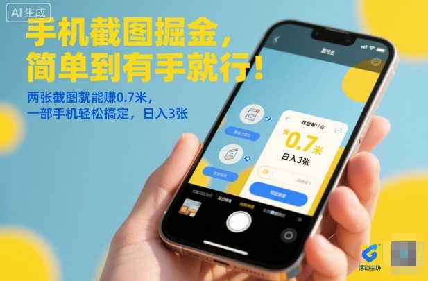 手机截图掘金,简单到有手就行!两张截图就能賺0.7米,一部手机轻松搞定,日入3张【揭秘】-轻创联盟