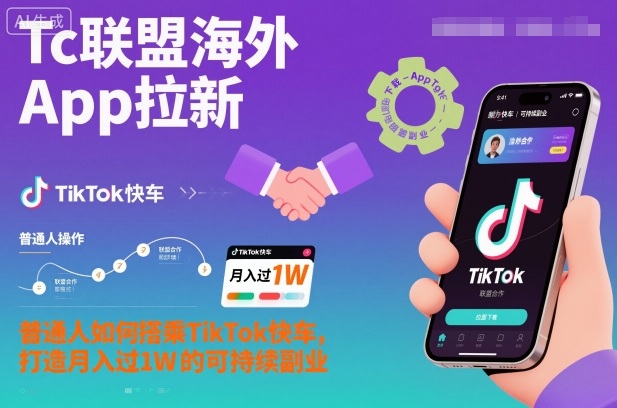 Tc联盟海外App拉新:普通人如何搭乘TikTok快车,打造月入过1W的可持续副业-轻创联盟