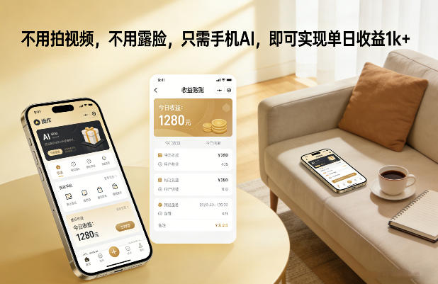 不用拍视频，不用露脸，只需手机AI，即可实现单日收益1k+【揭秘】-轻创联盟