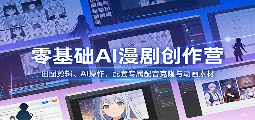 零基础AI漫剧创作营：出图剪辑、AI操作，配套专属配音克隆与动画素材-轻创联盟