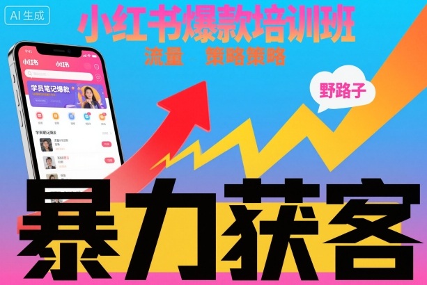 小红书爆款培训班，小红书获客野路子流量打法，暴力持续获客-轻创联盟