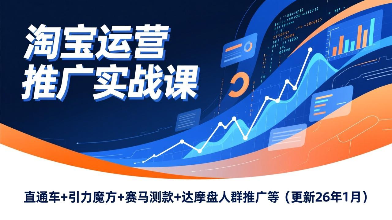 淘宝运营推广实战课，直通车+引力魔方+赛马测款+达摩盘人群推广等(更新26年1月-轻创联盟