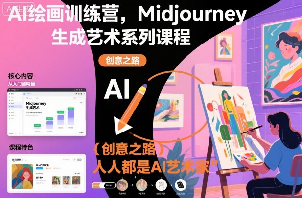 AI绘画训练营,Midjourney生成艺术系列课程,人人都是AI艺术家-轻创联盟