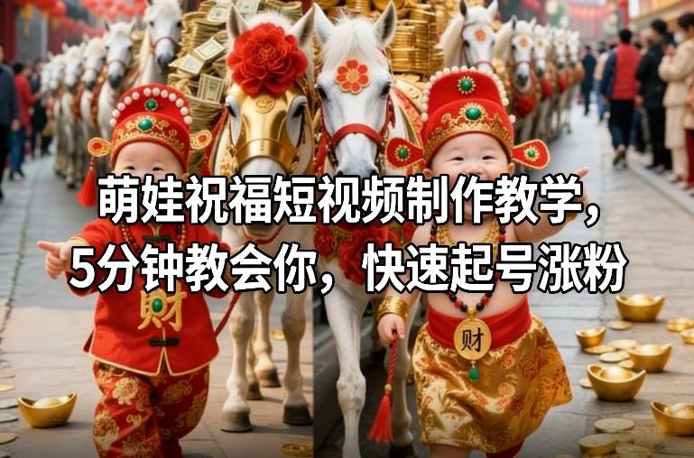 萌娃祝福短视频制作教学，5分钟教会你，快速起号涨粉-轻创联盟