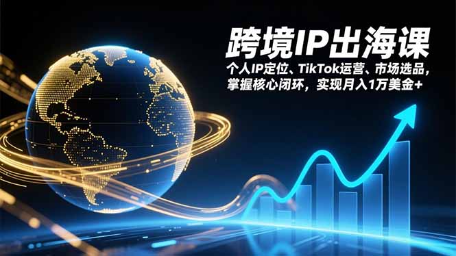 跨境IP出海课，个人IP定位、TikTok运营、市场选品，掌握核心闭环，实现月入1万美金+-轻创联盟