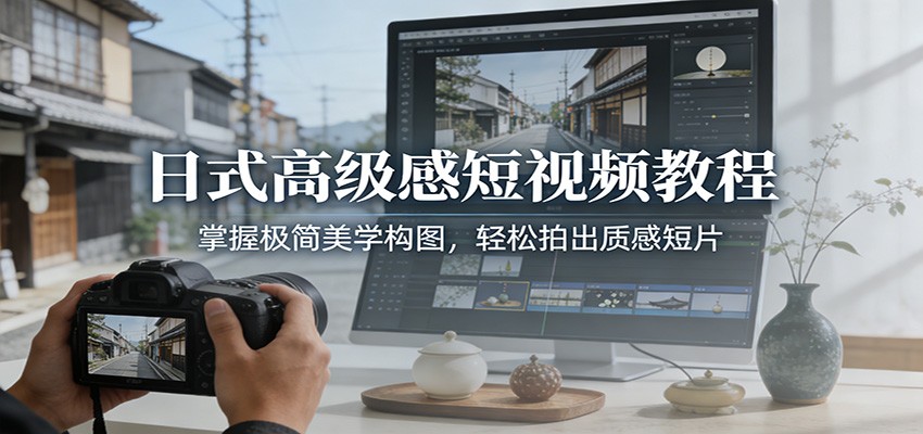 日式高级感短视频教程：掌握极简美学构图，轻松拍出质感短片-轻创联盟