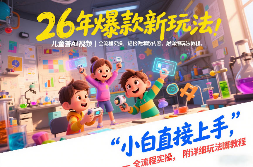 26年爆款新玩法，儿童科普AI视频，全流程实操，轻松做爆款内容，小白直接上手，附详细玩法教程-轻创联盟