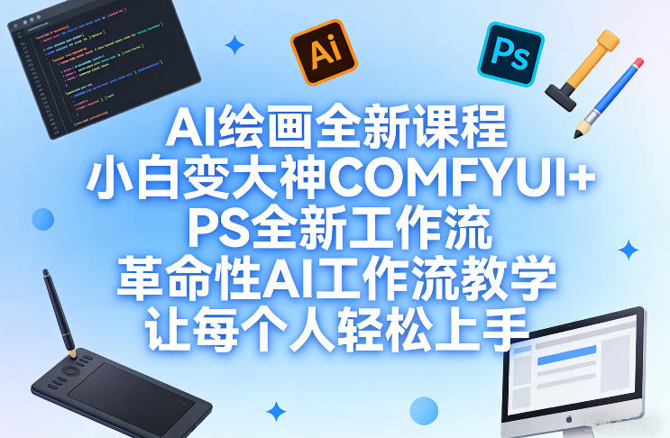 AI绘画全新课程，小白变大神COMFYUI+PS全新工作流，革命性AI工作流教学，让每个人轻松上手-轻创联盟