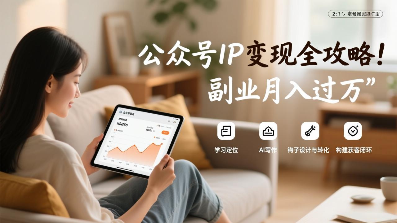 公众号IP变现全攻略，学习定位、AI写作、钩子设计与转化，构建获客闭环，副业月入过万-轻创联盟