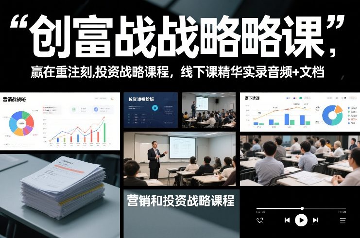 创富战略课，赢在重注时刻，营销和投资战略课程，线下课精华实录音频+文档-轻创联盟