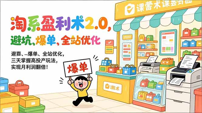 淘系盈利术2.0，避坑、爆单、全站优化，三天掌握高投产玩法，实现月利润翻倍！-轻创联盟