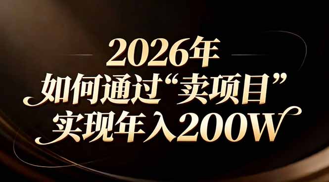站在2026年的十字路口：一个普通人如何通过卖项目实现年入200万-轻创联盟