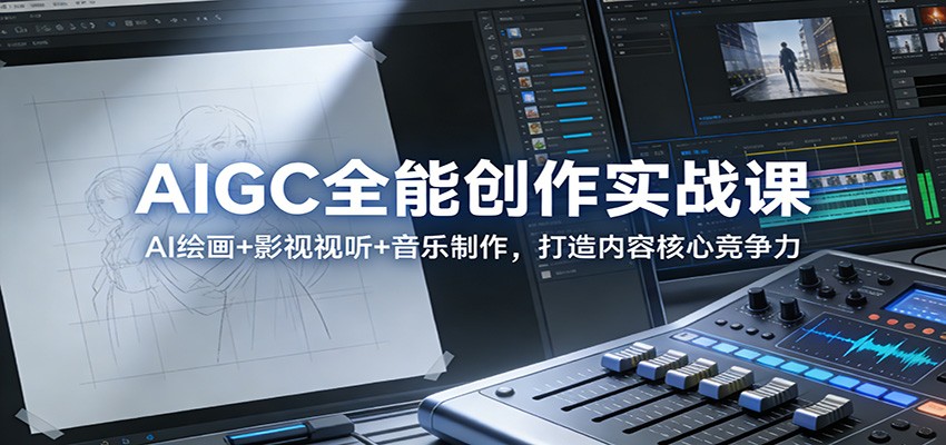 AIGC全能创作实战课：AI绘画+影视视听+音乐制作，打造内容核心竞争力-轻创联盟
