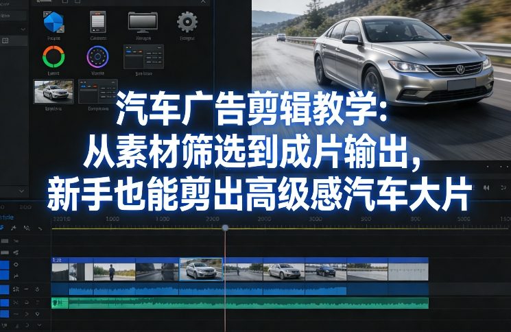 汽车广告剪辑教学：从素材筛选到成片输出，新手也能剪出高级感汽车大片-轻创联盟