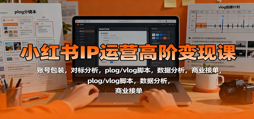小红书IP运营高阶变现课：账号包装，对标分析，plog/vlog脚本，数据分析，商业接单-轻创联盟