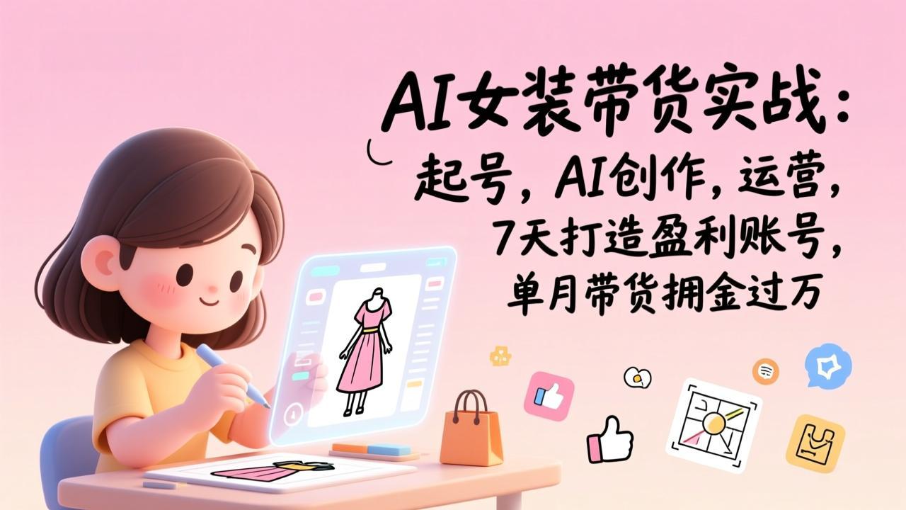 AI女装带货实战：起号，AI创作，运营，7天打造盈利账号，单月带货佣金过万-轻创联盟