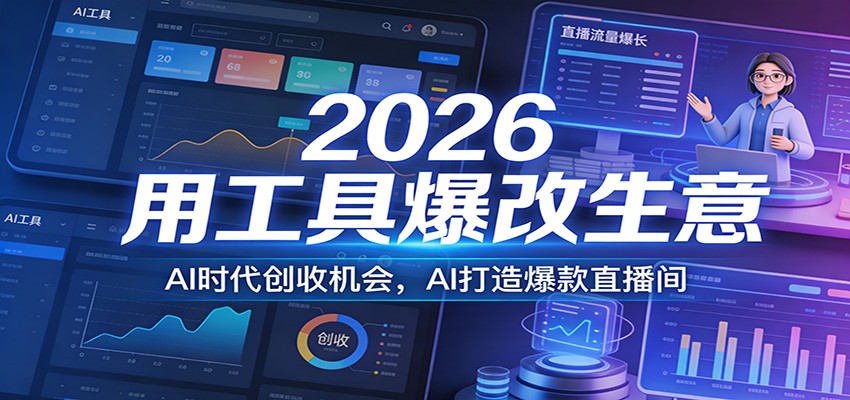 2026用工具爆改生意，AI时代创收机会，AI打造爆款直播间-轻创联盟