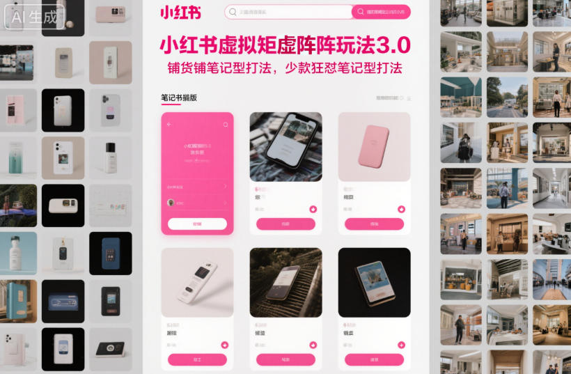 小红书虚拟矩阵玩法3.0，铺货铺笔记型打法，少款狂怼笔记型打法-轻创联盟