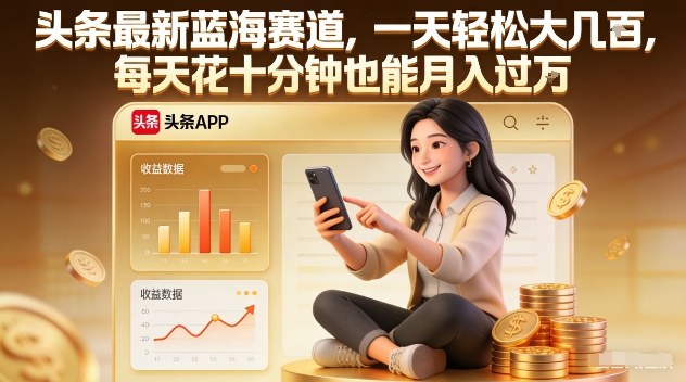 头条最新蓝海赛道，一天轻松大几张，每天花十分钟也能月入过1W【揭秘】-轻创联盟