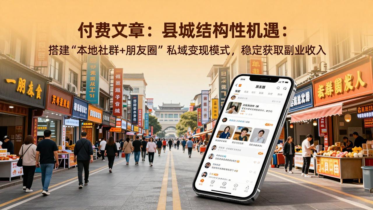 付费文章：县城结构性机遇：搭建“本地社群+朋友圈”私域变现模式，稳定获取副业收入-轻创联盟