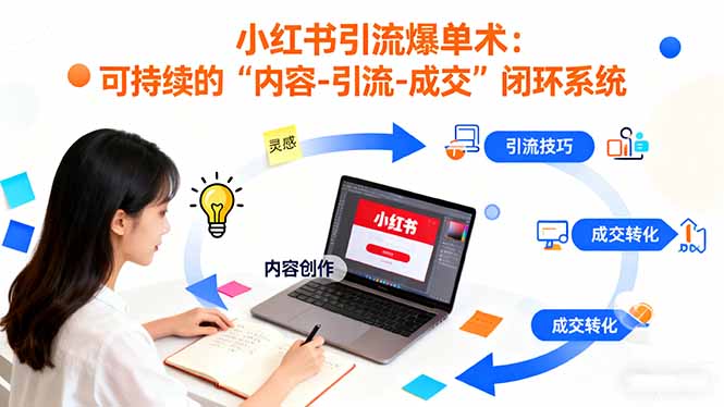 小红书引流爆单术：构建一套低成本 可持续的“内容-引流-成交”闭环系统-轻创联盟