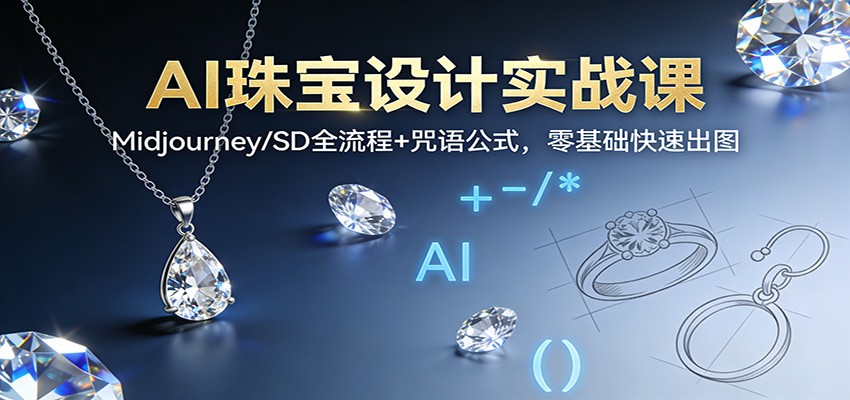 AI珠宝设计实战课：Midjourney/SD全流程+咒语公式，零基础快速出图-轻创联盟