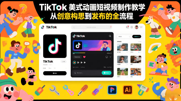 TikTok美式动画短视频制作教学，从创意构思到发布的全流程-轻创联盟