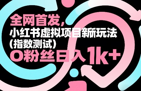 全网首发，小红书虚拟项目新玩法(指数测试)，0粉丝日入1k+，整个玩法完整拆解！-轻创联盟