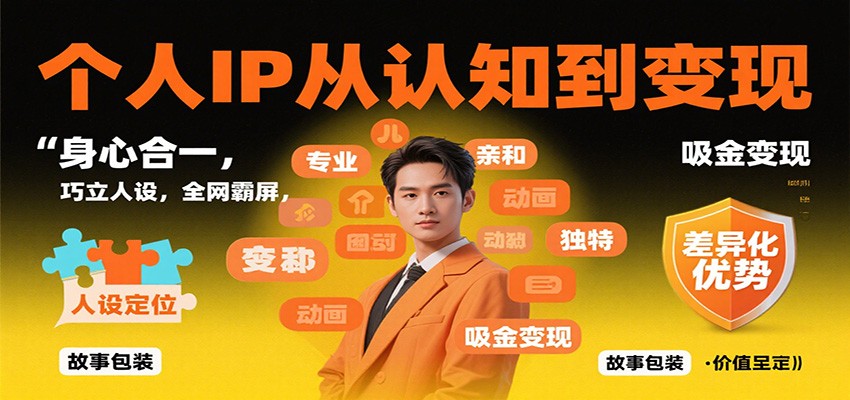 个人IP从认知到变现，身心合一，巧立人设，全网霸屏，吸金变现-轻创联盟