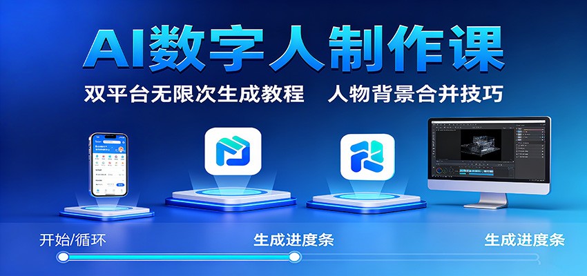 AI数字人制作课:双平台无限次生成教程,人物背景合并技巧-轻创联盟